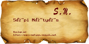 Sápi Mátyás névjegykártya